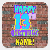 13誕生日-おもしろい、アーバングラフィティインスパイアルック スクエアシール (正面)