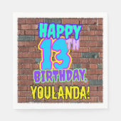 13誕生日~おもしろい、アーバングラフィティインスパイアルック スタンダードランチョンナプキン (正面)