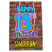 13誕生日:おもしろい、アーバングラフィティインスパイアルック ミディアムペーパーバッグ (裏面)