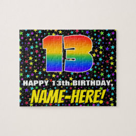 13誕生日:おもしろい、カラフル星野パターン ジグソーパズル
