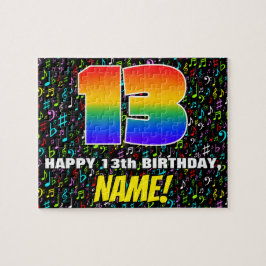 13誕生日:おもしろい、カラフル音楽シンボル、「13」 ジグソーパズル