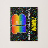 13誕生日:おもしろい、カラフル音楽シンボル、「13」 ジグソーパズル (縦)