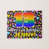 13誕生日:おもしろい、愛するハートシェイプ+「13」 ジグソーパズル (横)