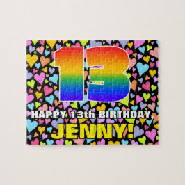 13誕生日:おもしろい、愛するハートシェイプ+「13」 ジグソーパズル