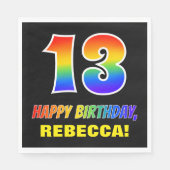 13誕生日:はっきりした,おもしろい,シンプル虹， 13 スタンダードランチョンナプキン (正面)