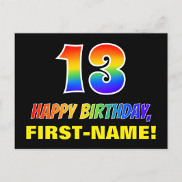 13誕生日:はっきりした,おもしろい,シンプル虹, 13 ポストカード