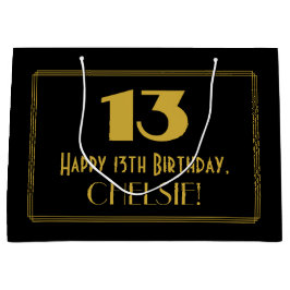 13誕生日— アールデコ刺激を受けたルク「13」と名前 ラージペーパーバッグ