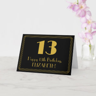13誕生日:アールデコ刺激を受けたルク「13」 +名前 カード