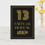 13誕生日:インスパイアアールデコの外観「13」 & Name カード (黄色い花)