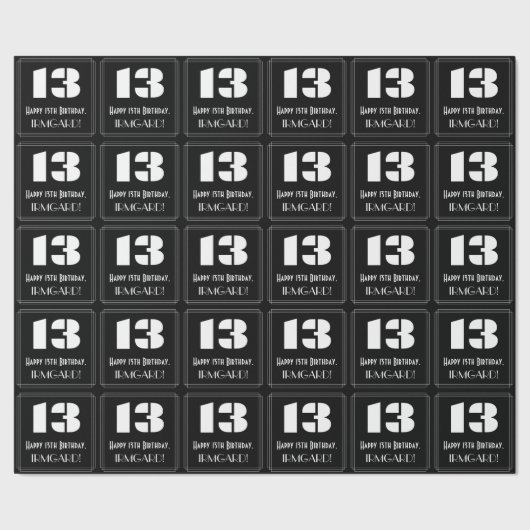 13誕生日:インスパイアアールデコの外観「13」 & Name ラッピングペーパー (シーム)