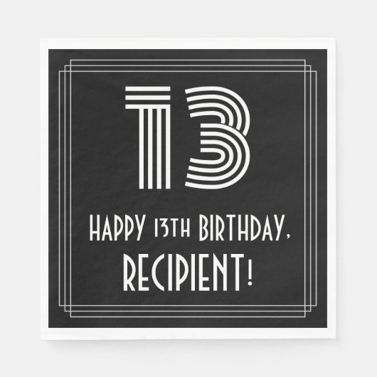 13誕生日:インスパイアアールデコ検索"13" +名前 スタンダードランチョンナプキン (正面)