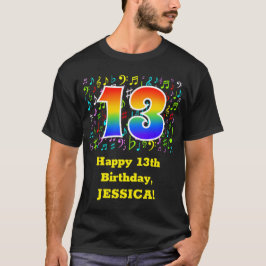 13誕生日:カラフル音楽シンボル、レインボー13 Tシャツ
