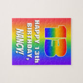 13誕生日: カラフル、おもしろいレインボーパターン# 13 ジグソーパズル (横)