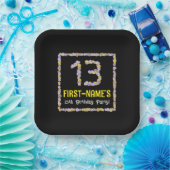 13誕生日:フローラ花数名前をカスタムする ペーパープレート (パーティー)