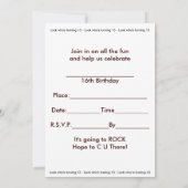 13誕生日、ブラウンギター、ミュージカル 招待状 (裏面)