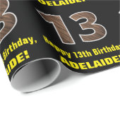 13誕生日:名前フェイク&木目パターン「13」 ラッピングペーパー (ロールコーナー)