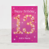 13誕生日 – 第13期星 – ピンク – 年齢13 カード (正面)