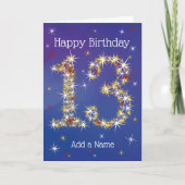 13誕生日 – 第13期星 – 青 – 年齢13 カード (正面)