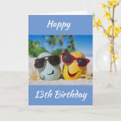 **13誕生日**良い卵からの願い!カード カード (黄色い花)