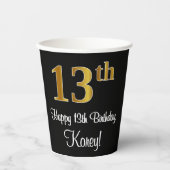13誕生日 – 豪華エレガントなフェイク金ゴールドルック# 紙コップ (正面)