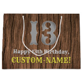 13誕生日: Country インスパイア Western  Look, Name ラージペーパーバッグ (正面)