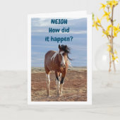 ***13誕生日**** WOWさん驚いた馬のカード カード (黄色い花)