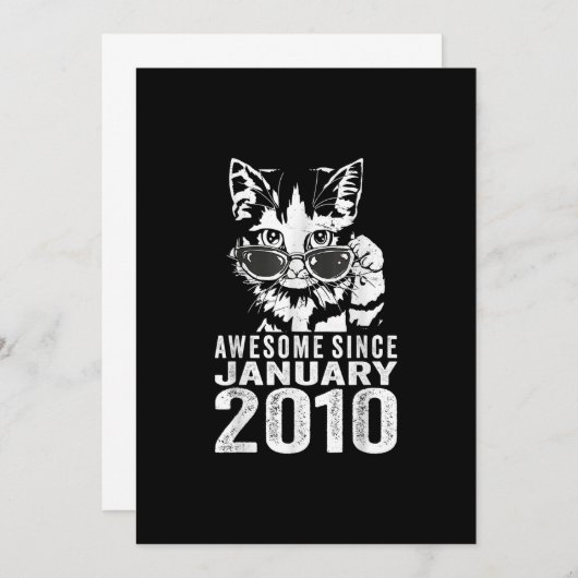 13誕生日Cat 13歳1月素晴らしから 招待状 (正面/裏面)