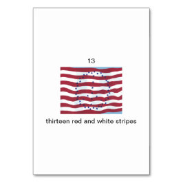 13赤と白ストライプ人がフラッシュカードを番号 テーブルナンバー