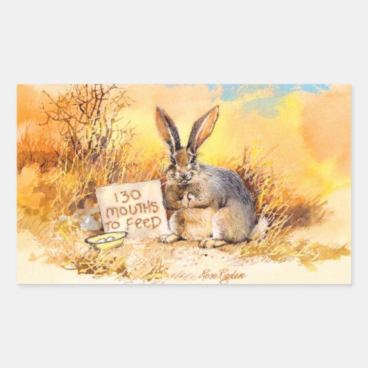 130口から食べ物を与え 長方形シール (正面)