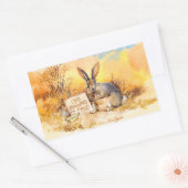 130口から食べ物を与え 長方形シール (封筒)