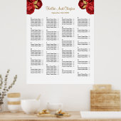 130赤と金ゴールドのフローラ結婚の座席表 ポスター (キッチン)