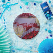 1304-結婚のケーキ、花束、リングや輪 ペーパープレート (パーティー)