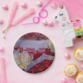 1304-結婚のケーキ、花束、リングや輪 ペーパープレート (パーティー)