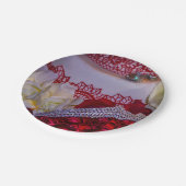 1304-結婚のケーキ、花束、リングや輪 ペーパープレート (アングル)