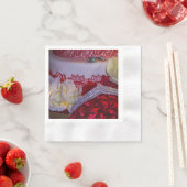 1304-結婚のケーキ、花束、リングや輪 縁ありカクテルナプキン (インサイチュ)