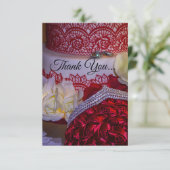 1304-結婚式のケーキ・花束・指輪 サンキューカード (スタンド正面)