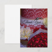 1304-結婚式のケーキ・花束・指輪 サンキューカード (正面/裏面)