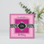 1310代の誕生日ワイルドピンクアニマルブラック5 招待状 (スタンド正面)