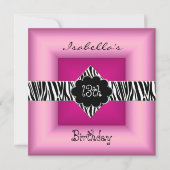 1310代の誕生日ワイルドピンクアニマルブラック5 招待状 (正面)