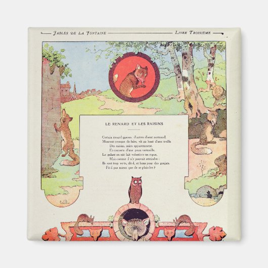 131.キツネと葡萄 マグネット (正面)