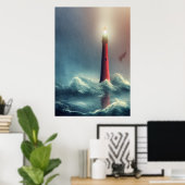 131.洪水と灯台 | AIアートポスター ポスター (ホームオフィス)