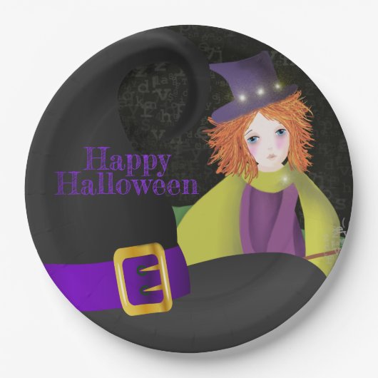 133.よい魔女と帽子 ペーパープレート (正面)