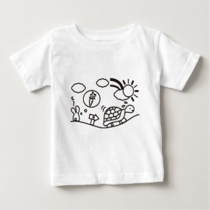 133.ウサギとカメ ベビーTシャツ