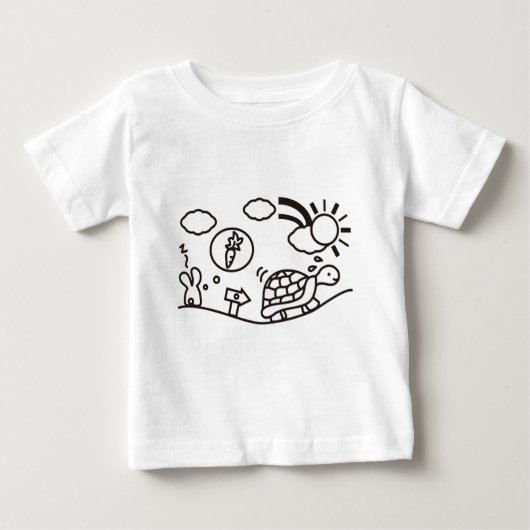 133.ウサギとカメ ベビーTシャツ (正面)