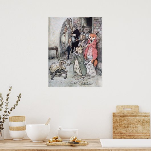 133.ウサギとカメ ポスター (キッチン)