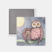 133.フクロウと月の磁石 マグネット (正面/裏面)