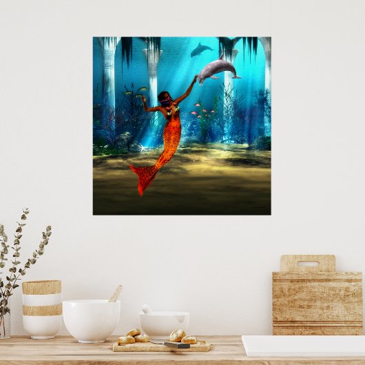 133.人魚とイルカ ポスター (キッチン)