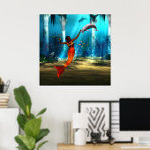 133.人魚とイルカ ポスター (ホームオフィス)