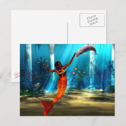 133.人魚とイルカ ポストカード (正面/裏面)