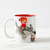 133.小さな赤い乗馬のフードとオオカミのマグ ツートーンマグカップ (左)